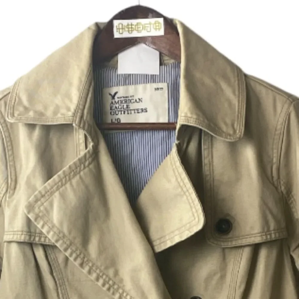 AMERICAN eagle Outfitter Khaki Twill Double Breasted Peacoat / L